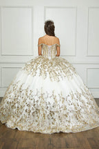 Off Shoulder Puff Sleeve Ball Gown by Petite Adele PQ1041