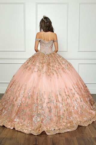 Schulterfreies Ballkleid mit Puffärmeln von Petite Adele PQ1041