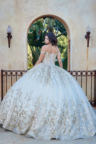 Schulterfreies Ballkleid mit Puffärmeln von Petite Adele PQ1041