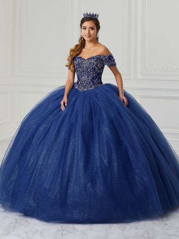 Vestido de quinceanera com decote ombro a ombro da Fiesta Gowns 56421
