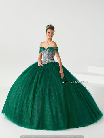 Vestido de quinceanera com decote ombro a ombro da Fiesta Gowns 56431