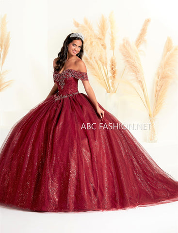 Vestido de quinceanera com decote ombro a ombro da Fiesta Gowns 56451