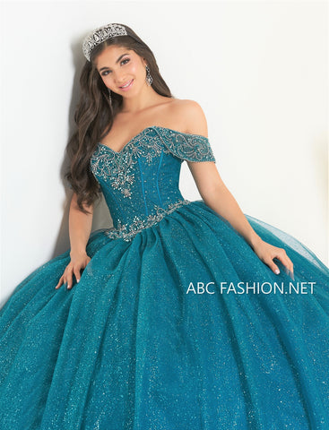 Vestido de quinceanera com decote ombro a ombro da Fiesta Gowns 56451