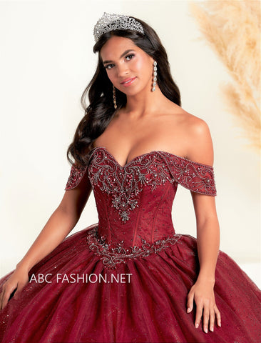 Vestido de quinceanera com decote ombro a ombro da Fiesta Gowns 56451