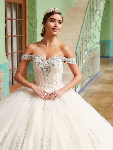 Vestido de quinceanera ombro a ombro da House of Wu 26981
