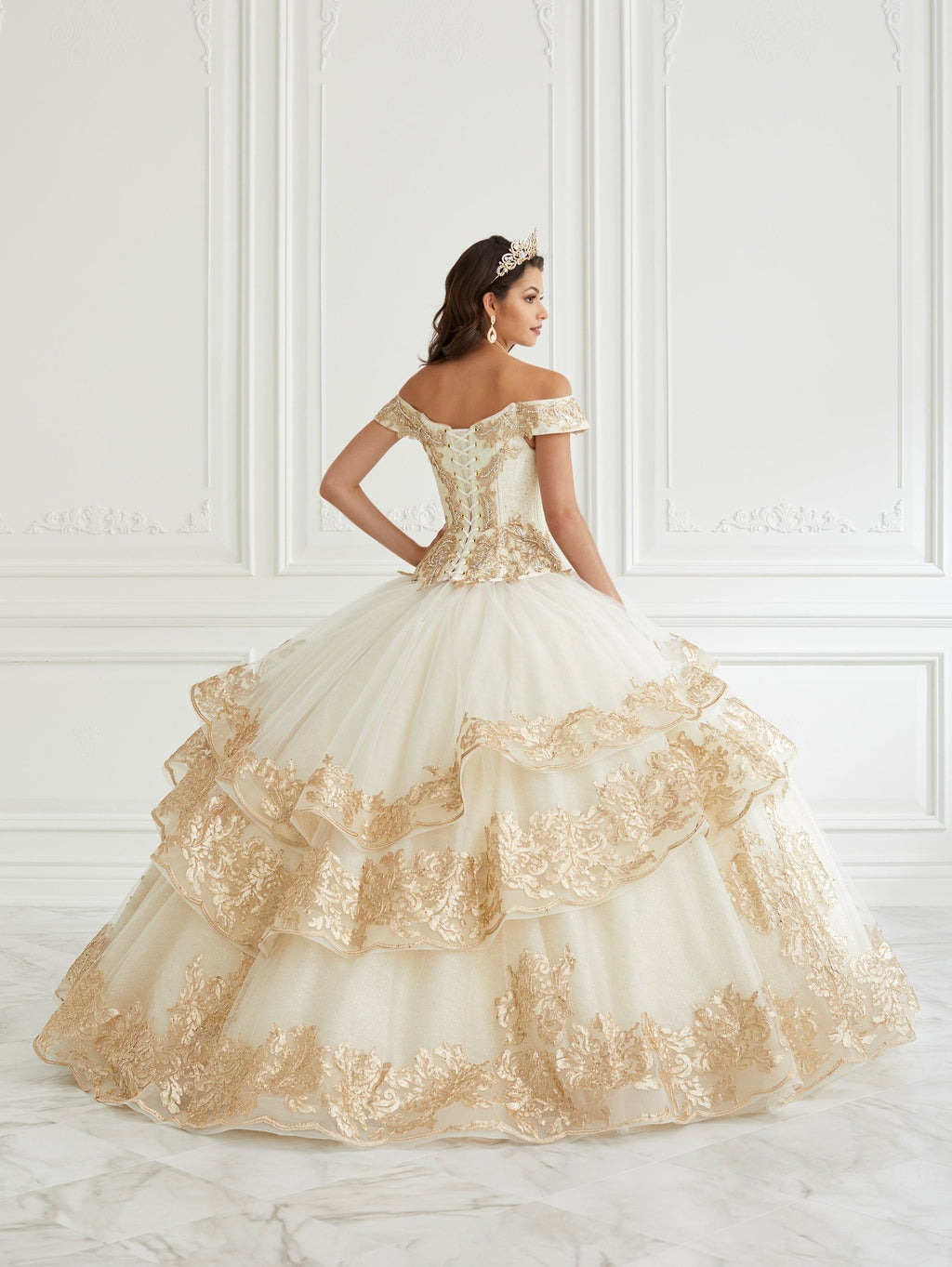 Off Shoulder Quinceanera Dress by LA Glitter 24091