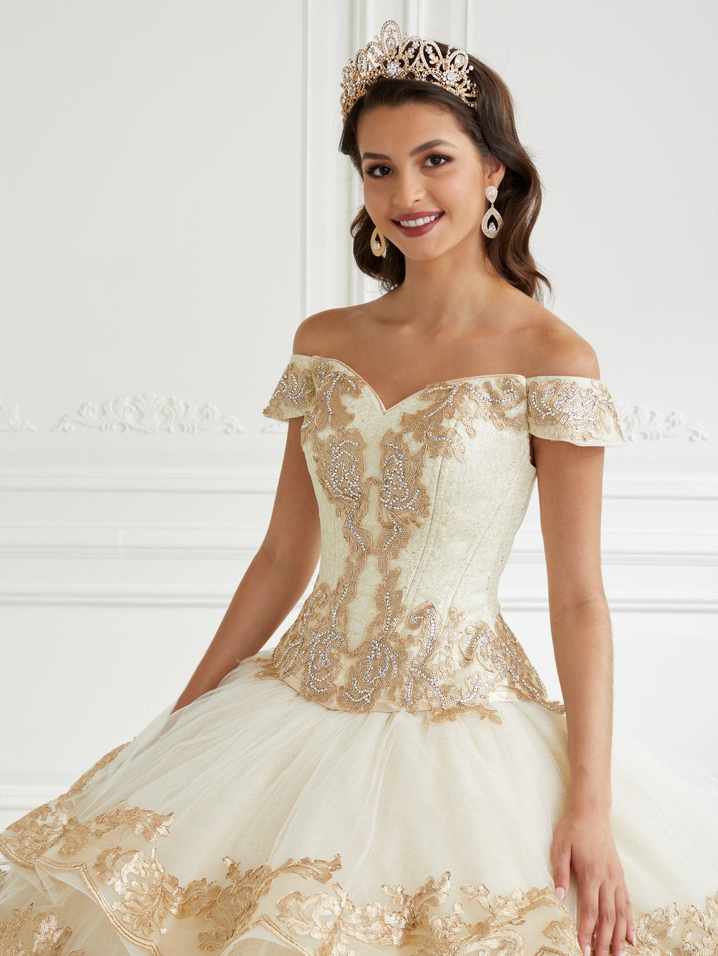 Off Shoulder Quinceanera Dress by LA Glitter 24091