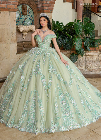 Vestido de quinceanera ombro a ombro, de Rachel Allan RQ2204