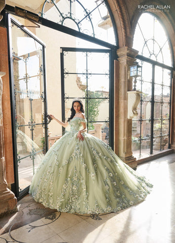 Vestido de quinceanera ombro a ombro, de Rachel Allan RQ2204