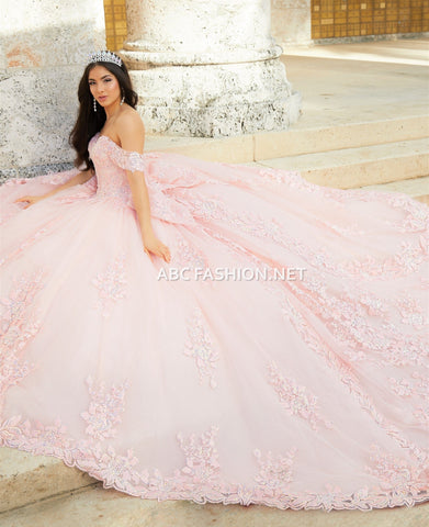 Schulterfreies Quinceanera-Kleid mit Schleppe von House of Wu 26022T