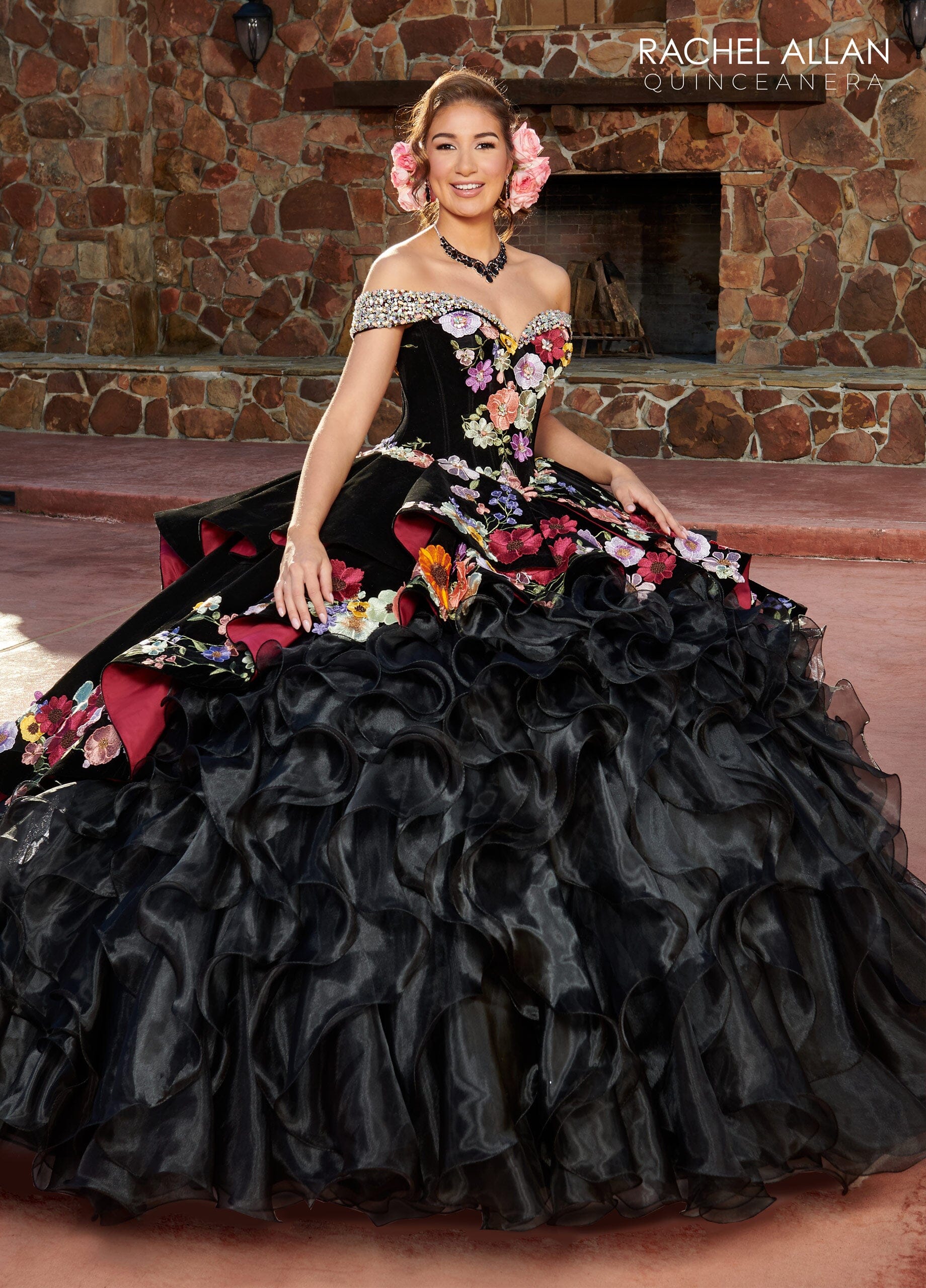 Off Shoulder Ruffled Quinceanera Dress by Rachel Allan RQ3111