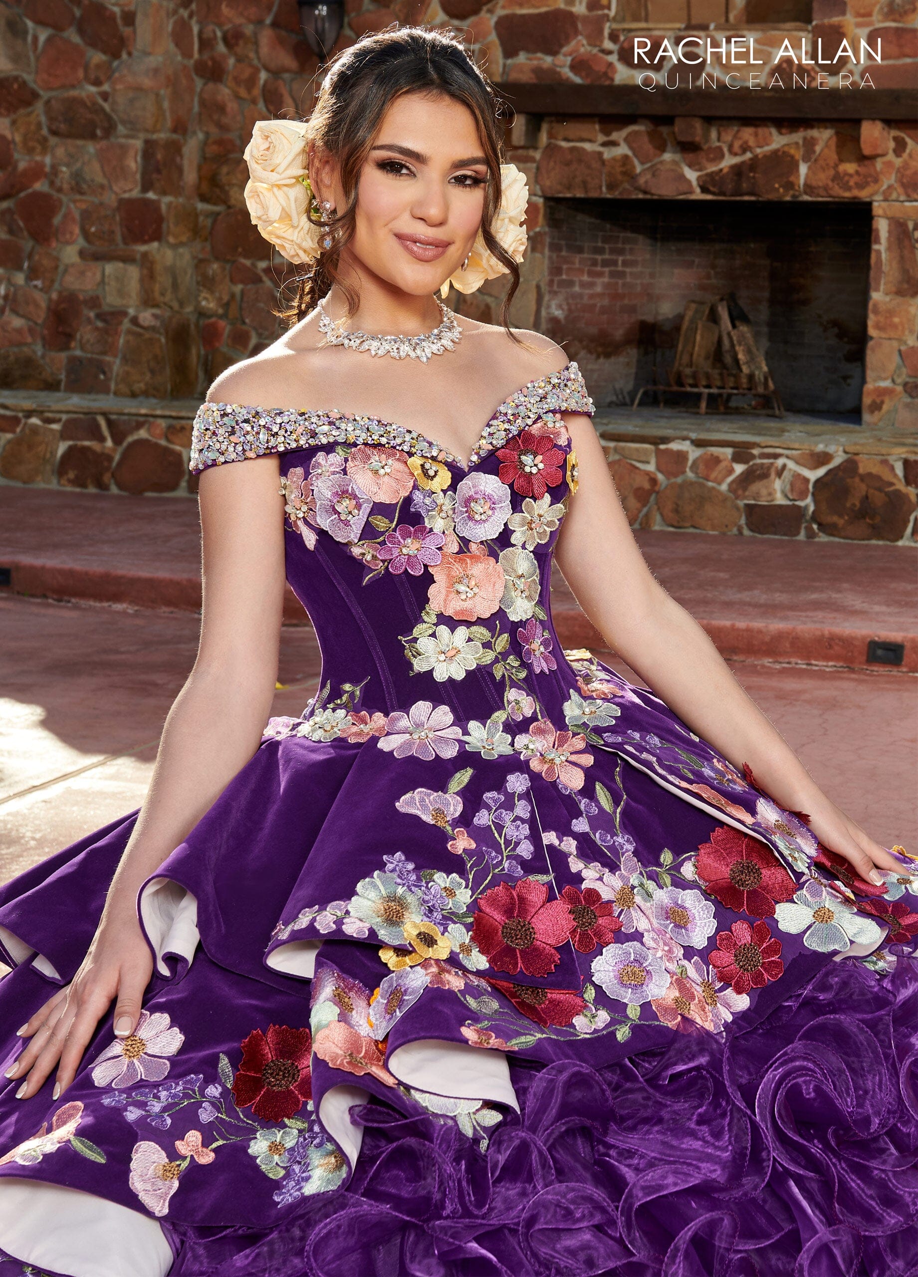 Off Shoulder Ruffled Quinceanera Dress by Rachel Allan RQ3111