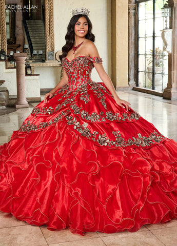 Schulterfreies Quinceanera-Kleid mit Rüschen von Rachel Allan RQ5001