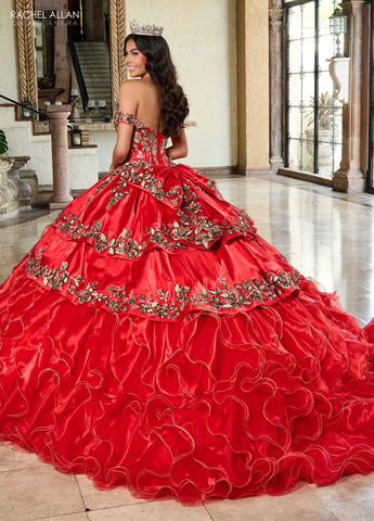 Schulterfreies Quinceanera-Kleid mit Rüschen von Rachel Allan RQ5001