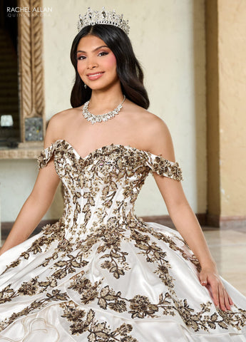 Schulterfreies Quinceanera-Kleid mit Rüschen von Rachel Allan RQ5001