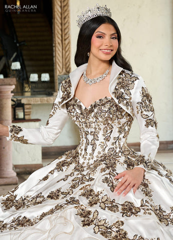 Schulterfreies Quinceanera-Kleid mit Rüschen von Rachel Allan RQ5001