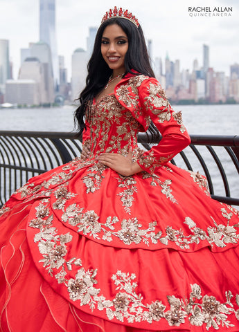 Schulterfreies Quinceanera-Kleid mit Rüschen von Rachel Allan RQ5001