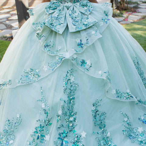 Schulterfreies, transparentes Korsett-Ballkleid von Cinderella Couture 8125J