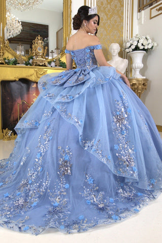Schulterfreies, transparentes Korsett-Ballkleid von Cinderella Couture 8125J