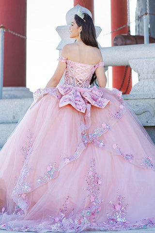 Schulterfreies, transparentes Korsett-Ballkleid von Cinderella Couture 8125J