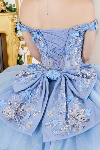 Schulterfreies, transparentes Korsett-Ballkleid von Cinderella Couture 8125J