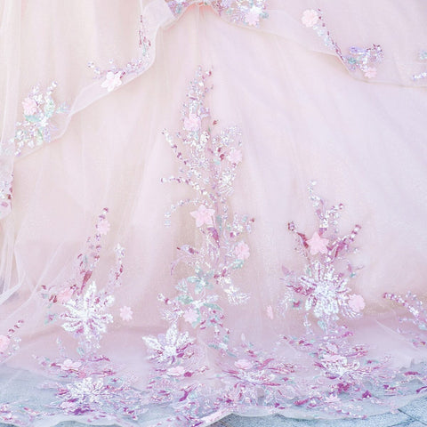 Schulterfreies, transparentes Korsett-Ballkleid von Cinderella Couture 8125J