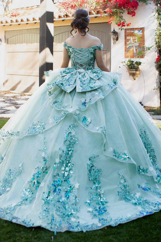 Schulterfreies, transparentes Korsett-Ballkleid von Cinderella Couture 8125J