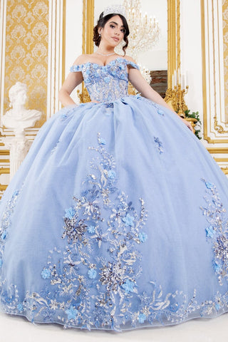Schulterfreies, transparentes Korsett-Ballkleid von Cinderella Couture 8125J