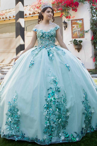 Schulterfreies, transparentes Korsett-Ballkleid von Cinderella Couture 8125J