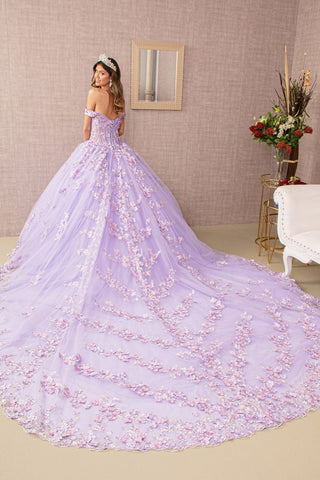 Schulterfreies, transparentes Korsett-Ballkleid von Elizabeth K GL3182