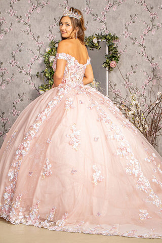 Schulterfreies, transparentes Korsett-Ballkleid von Elizabeth K GL3182