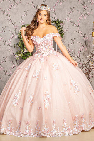 Schulterfreies, transparentes Korsett-Ballkleid von Elizabeth K GL3182