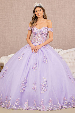 Schulterfreies, transparentes Korsett-Ballkleid von Elizabeth K GL3182