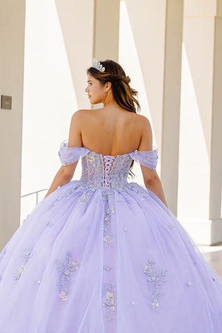 Schulterfreies, transparentes Korsett-Ballkleid von Petite Adele PQ1031