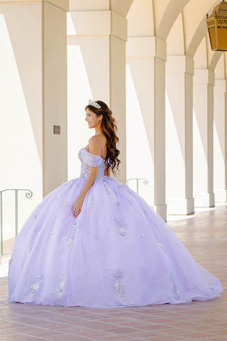 Schulterfreies, transparentes Korsett-Ballkleid von Petite Adele PQ1031