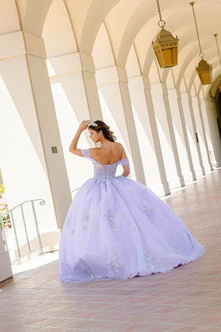 Schulterfreies, transparentes Korsett-Ballkleid von Petite Adele PQ1031