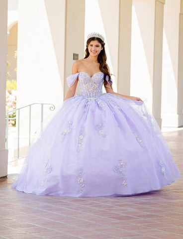 Schulterfreies, transparentes Korsett-Ballkleid von Petite Adele PQ1031