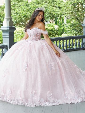 Schulterfreies, transparentes Korsett-Quinceanera-Kleid von House of Wu 26047