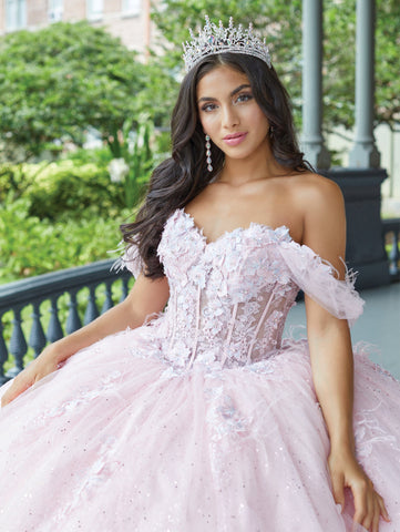 Schulterfreies, transparentes Korsett-Quinceanera-Kleid von House of Wu 26047