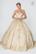 Robe de bal pailletée bretelles tombantes par Elizabeth K GL2831