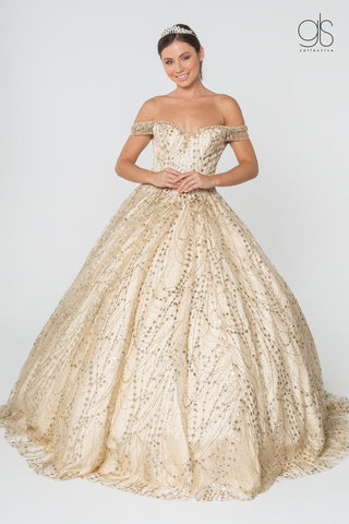 Schulterfreies Glitzer-Ballkleid von Elizabeth K GL2831