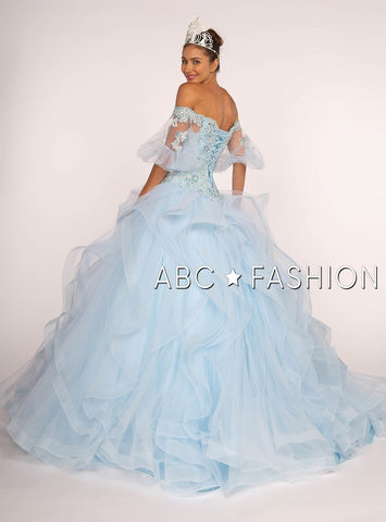 Schulterfreies Ballkleid mit transparenten Ärmeln von Elizabeth K GL2601