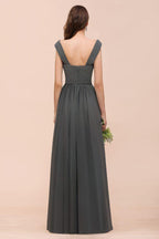 Off the Shoulder Front Side Split Bridesmaid Dress A-line Wedding Guest Dress