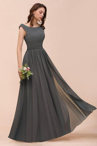 Schulterfreies Brautjungfernkleid mit seitlichem Schlitz vorne, A-Linie, Hochzeitsgastkleid