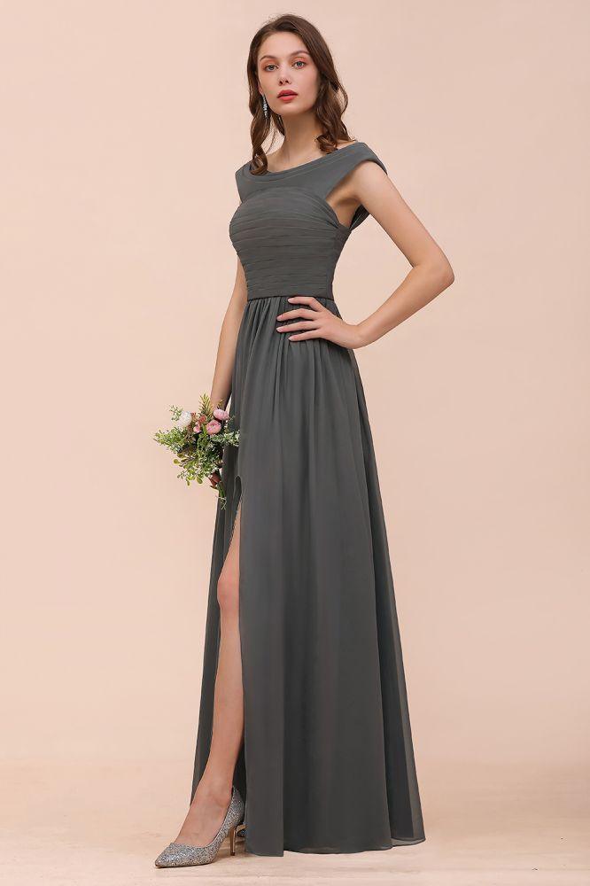 Off the Shoulder Front Side Split Bridesmaid Dress A-line Wedding Guest Dress