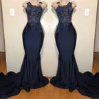 Off The Shoulder Sleeveless Mermaid Prom Dress with Intricate Appliques