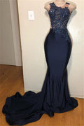Robe de bal bustier sans manches sirène avec applications détaillées