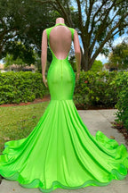 Off The Shoulder Sleeveless Open Back Mermaid Long Prom Dress