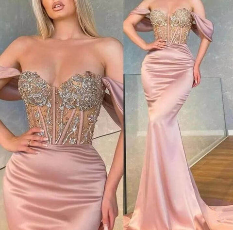 Burgundy Off the Shoulder Sweetheart Mermaid Long Evening Dresses