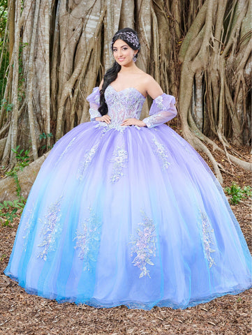 Vestido de quinceanera com corpete transparente e decote em V da Fiesta Gowns 56499